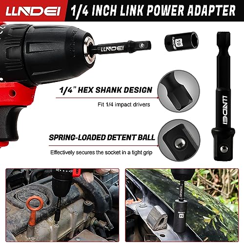 LLNDEI 1/4" Impact Socket Set 83 Pieces, SAE(5/32-9/16 in) Metric (4-15mm) | 72T Ratchet Wrench Handle,CR-V Mechanics Tool Set with Adapter, Screwdriver Bits for Automotive Repair - size: 83-Piece 1/4" Drive Impact Socket Set