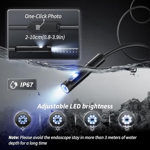 Endoscope Camera with Light, 1920P HD Bore Scope Borescope with 8 Lights, Waterproof 16.4FT Semi-Rigid Cord for Pipe Inspection, Industrial Endoscope for Phones(Dual Lens) - style: Dual Lens