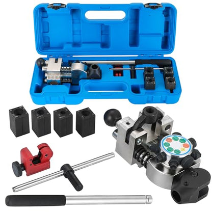 DASBET Brake Line Flaring Tool Kit for 45 Degree Single | Double and Bubble Flares, Brake Flare Tool for 3/16", 1/4", 5/16", 3/8" Copper Metal Tubing, Brake Line Tubing Flaring Tool