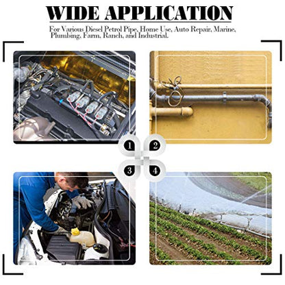 Glarks 120Pcs 10 Size Mini Fuel Injection Style Hose Clamp Assortment Kit For Diesel Petrol Pipe