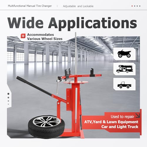 ECOTRIC Multifunctional Manual Tire Changer for 4" to 16.5" Tires | Adjustable Mount Demount Tool Suitable for Motorcycles, ATVs, Trucks, Go-Karts, Trailers, Bikes Steel