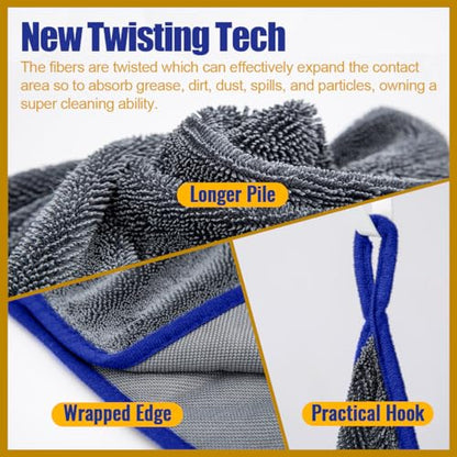 Airlab Microfiber Towels for Cars Wash Drying Extra Large Super Absorbent Cleaning Cloth Auto Detailing Ultra Soft, Lint-Free, Streak-Free, 35 x 24 Inch, Pack of 1, Grey-Blue, 600 GSM - color: 35 X 24 Inch, Pack of 1, Grey-blue, 600 Gsm