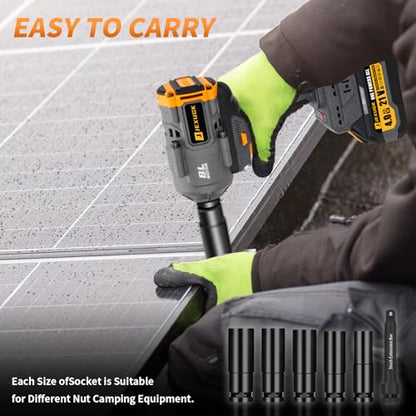 JEXUGK 1500Nm Impact Wrench, 1/2" 1107ft-lbs Cordless Impact Gun with 2 x 4.0Ah Battery, 21V High Torque Power Impact Driver with 6 Sockets,Pistola Llave De Impacto for Truck RV Car Heavy Construction