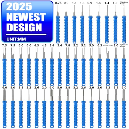 41 Pcs Terminal Pin Removal Tools with Blow-Molded Case - Electrical Pin Removal Tools Automotive Depinning Tool Kit for Automotive & Household Devices Most Connector, Blue - color: blue
