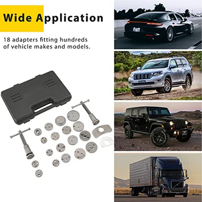 24PCS Disc Brake Caliper Tool Kit | Heavy Duty Brake Caliper Compression Tool for Brake Pad Replacement Reset, Fits Most American European Japanese Autos (Black) - color: Black