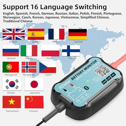 6V 12V 24V Bluetooth Battery Monitor BM7–Work for All Lead-Acid & Lithium Battery with Charging, Cranking System Test & Auto Alarm – Waterproof Voltmeter for Cars, Vans, Trucks, Motorcycles, Boats - style: For 6-24V Lead-Acid & Lithium Battery