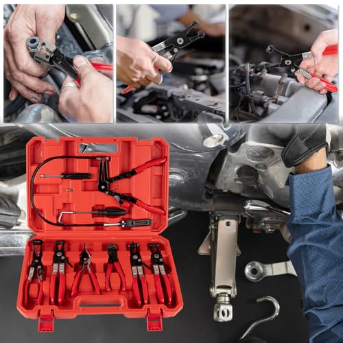 9PCS Hose Clamp Pliers Set, Hose Clamp Removal Tool for Automotive | Flexible Removing Clamps Pliers Automotive for Coolant Radiator Heater and Water Hose