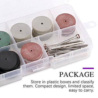 Swpeet 52Pcs Polishing Wheels Kit, 40Pcs 4 Colors Mixed Lab Beauty Silicone Rubber Polishing Wheels + 12 Mandrel Shank Perfect for Rotary Hand Pieces Rotary Tool