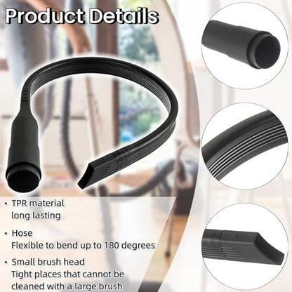 2 Pack 25" Flexible Vacuum Crevice Attachment Tool Kit, Universal Vacuum Cleaner Accessories for 1-1/4"(32mm) & 1-3/8"(35mm) Hoses, Flexible Extension Brush for Deep Cleaning