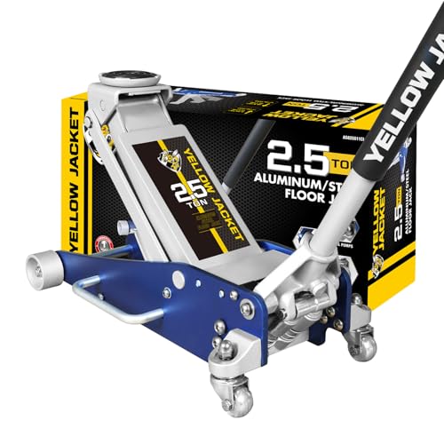 YELLOW JACKET Floor Jack 2.5 Ton Hydraulic Low Profile Aluminum and Steel Racing Car Jack with Fast Lifting Dual Pump, 5500 lbs Capacity - color: Blue, size: 2.5T low profile dual pump