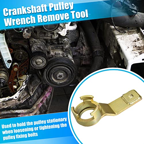 X AUTOHAUX Crankshaft Pulley Holding Tool 1/2" Drive 999-7128 for Ford Focuse C-MAX S-MAX Fiesta Transit Mondeo 1.8 2.0 2.3 for Volvo C30 S40 S80 V50 Crankshaft Pulley Wrench Remove Tool