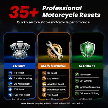 ANCEL MT700 Motorcycle OBD2 Scanner Full Systems, ABS Engine Meter TPMS Diagnostic Tool with 35+ Reset Functions for Harley Indian Yamaha Polaris Piaggio Ducati Honda BMW, AutoVIN, 7”Touch Screen,16G - color: Light black