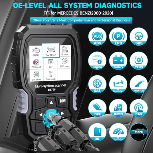 ANCEL BZ700 Mercedes Benz Sprinter/Vaneo/Vito/Viano/V/Metris/Citan/X Smart OBD2 Scanner, Full System Automotive Car Code Reader with All Reset Services, Battery Reset ABS Bleed Airbag EPB Oil SAS TPS