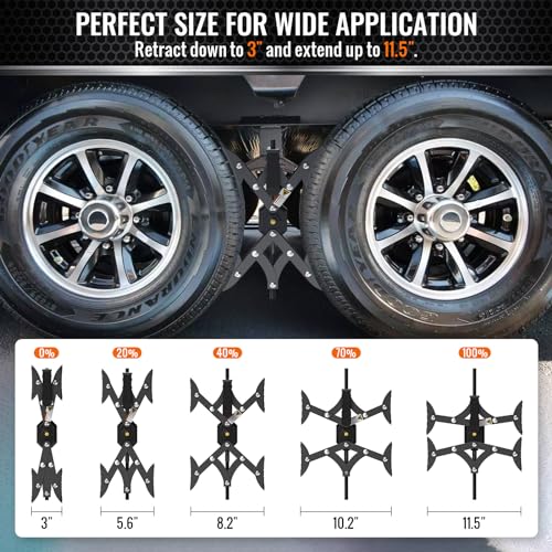 X-Shaped Wheel Chocks for Travel Trailer【Allow Drill Adjust】 RV Stabilizers X chocks Camper Wheel Chock for Travel Trailers RV Accessories Wrench Adjustable 3"-11.5" (2 PCS) Black - color: Black