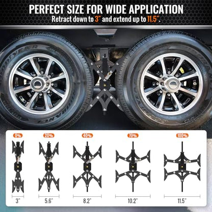 X-Shaped Wheel Chocks for Travel Trailer【Allow Drill Adjust】 RV Stabilizers X chocks Camper Wheel Chock for Travel Trailers RV Accessories Wrench Adjustable 3"-11.5" (2 PCS) Black - color: Black