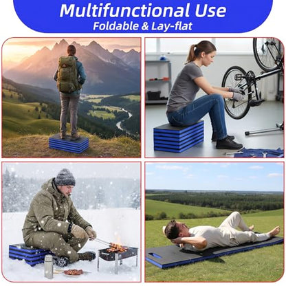 Kifmurase 1" Foldable Thick Kneeling Pad, 5 Fold Comfortable EVA Foam Knee Pads, Waterproof Mechanic Kneeling Pad with Handle, High-Density Cushion Mat for Gardening, Workout, Exercise, Mechanic - color: Blue