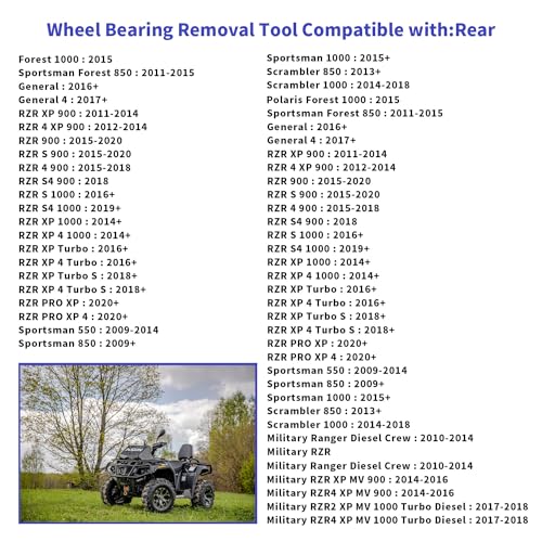 Wheel Bearing Removal Tool for Polaris Ranger RZR/General/Sportsman | Reinstall Tool for 40 and 44 mm Wheel Bearings