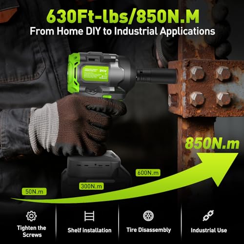850Nm (630Ft-lbs) Cordless Impact Wrench for Makita 18V Battery, Brushless 1/2 Impact Gun, Electric Impact Wrench for Car Tire, Mower Lug Nut, 3-Speed, 4 Cr-V Sockets(BATTERY NOT INCLUDE) - style: 850N.m with NO Battery