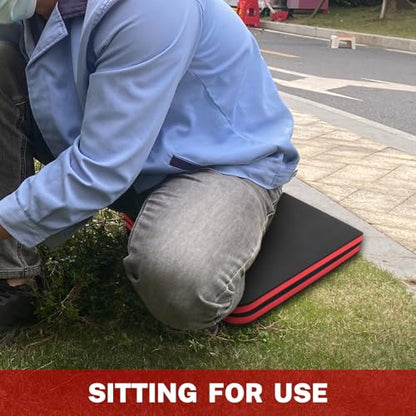 TOMMARS 0.9 Inch Thick Foldable Mechanic Kneeling Pad, 23.6 x 15.7 Inches | High-Density PE Foam Knee Cushion with 2 Pockets, Double-Sided Nonslip Surface and Carry Handle for Gardening and Repairs - size: 23.6in Length-1-Fold