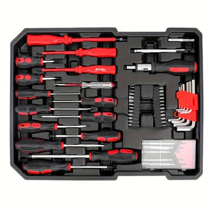 899 Piece Aluminum Tool Set with Case, Professional Tool Kit for Home Repair, Car Maintenance, Construction & DIY Projects, Complete Socket, Wrench, Screwdriver & Accessory Set (Silver) - color: Silver