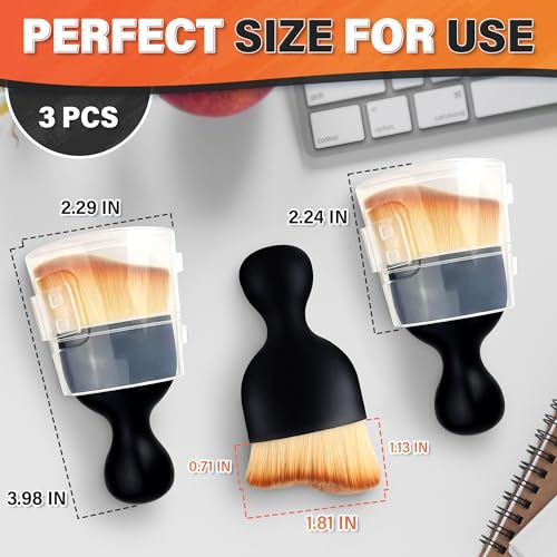 NADOBA Car Interior Cleaning Brush Set of 3, 2.29" x 3.98", Nylon Bristles | Car Interior Brush; Waterproof Plastic Handle, Transparent Storage Case; Reaches Dashboard, AC Vents, and Console