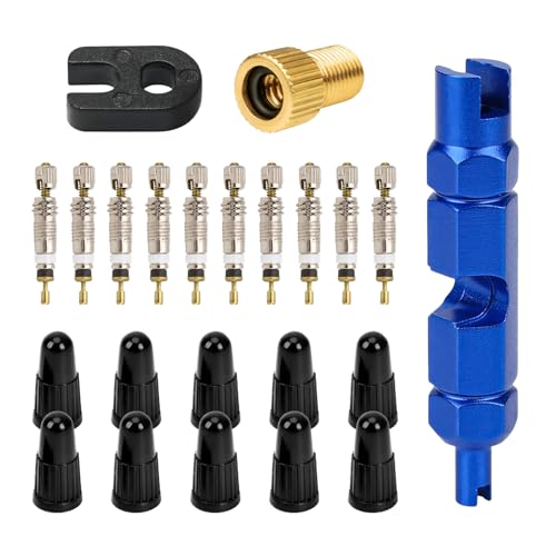 23 PCS Presta Valve Core Repair Kit, Tubeless Valve Cores with Caps Remover Adapter, Presta Valve Core Replacement Kit for Tubeless Road MTB Bike Tires, Car Accessories
