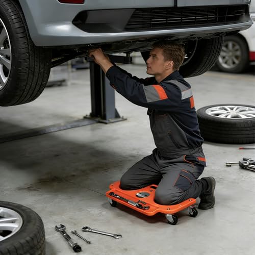 Rolling Knee Creeper - Floor Kneeling Pads, 360 Swivel Castors, Built-in Tool Tray, Foam Cushion, Home-Workshop-Garage-Auto Repair Accessory