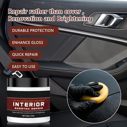 Car Scratch Repair Kit - 2026 Upgraded，Interior Scratch Remover for Car Dashboards, Plastics, and Leather, Long-Lasting Protection and Gloss Enhancement - 4.23 oz