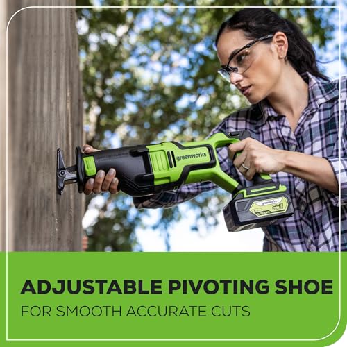 Greenworks 24V Cordless Power Tool 3pcs Combo Kit, Jig Saw with 4Ah USB Battery & Charger, Circular Saw (6-1/2") & Reciprocating Saw, Brushless Motors, 3000 SPM & 4800 RPM - size: 3PCS Combo Kits(Circular+Recip+Jig Saw)