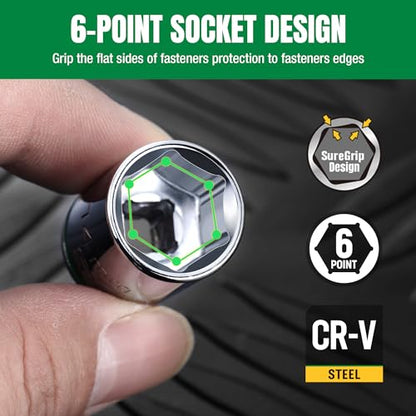 SK 1/4" Drive Socket Set, Metric Sockets, 13-Piece 4-14 mm | SuperKrome Finish, Premium CR-V Steel, with Aluminum Socket Organizer - size: 0.16 - 0.55 inch, style: Shallow