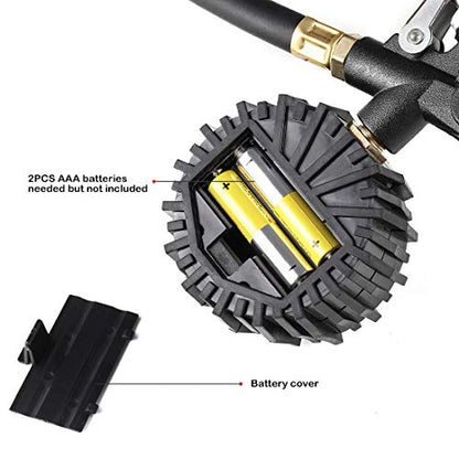 CZC AUTO Digital Tire Inflator Pressure Gauge, LED Display Tyre Deflator Gage with Dual Head Chuck Rubber Hose MNPT Fitting, Compatible with Air Pump Compressor for Truck RV Car Motorcycle Bike Bus