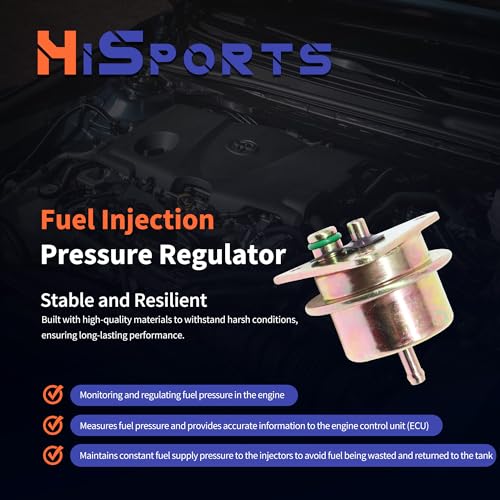 HiSport PR15T Fuel Injection Pressure Regulator - 2.7BAR Compatible with Ford Aerostar Bronco E-150 E-250 Tempo, Lincoln Continental Mark VII VIII, Mazda B2300, Mercury Capri Cougar LN7 Lynx Sable - size: HSFPR15T