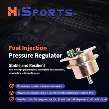 HiSport PR15T Fuel Injection Pressure Regulator - 2.7BAR Compatible with Ford Aerostar Bronco E-150 E-250 Tempo, Lincoln Continental Mark VII VIII, Mazda B2300, Mercury Capri Cougar LN7 Lynx Sable - size: HSFPR15T