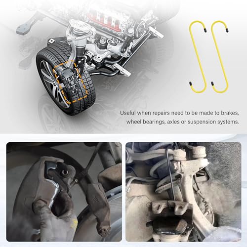 Stacool 2PCS Brake Caliper Hangers,Brake Caliper Tool/Brake Caliper Compression Tool for Changing Brake Pads,Braking,Universal Automotive Tools Brake Caliper Hooks with Rubber Caps (2, Yellow) - color: Yellow
