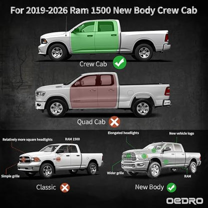 oEdRo Under Seat Storage fits 2019-2026 Dodge Ram 1500 Crew Cab New Body Style (Not for Classic), Upgraded Rear Underseat Storage Truck Organizer Black Tool Box - size: 2019-2024