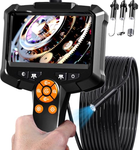 Daxiongmao Borescope, 1080P Industrial Endoscope Inspection Camera | Mechanical Tool for Automotive, HVAC, Plumbing, 4.3" IPS Screen, IP67 Waterproof & 16.5ft Semi-Rigid Flexible Snake Probe - size: 16.5 FT