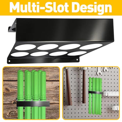 YQYHprom 8-Slot TIG Welding Rod Holder, Wall Mount Rod Storage Organizer for Workbench, Garage, Workshop & Tool Trailer, Heavy Duty Carbon Steel TIG Filler Rod Accessories