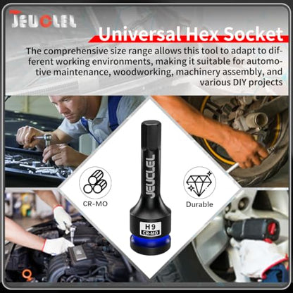 9mm Hex Impact Bit Socket, H9 1/2" Drive Allen Socket, Cr-Mo Steel | 3-Inch, Lengthen Hex Screwdriver Adapter for Electric Ratchet Wrenches Fastening Screws, Socket Wrench, Head Drill - size: 1PC | H9 9MM
