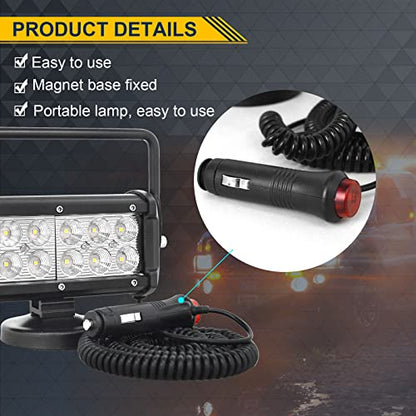 SKYWORLD Magnetic Led Work Light 12V, 1PCS 7 Inch 36W Flood Off Road Driving Fog Lamp, Portable Magnetic Base Holder for Car SUV Trailer Tractor Truck Engineering Maintenance Garage Camping - size: 7 Inch 36W Flood