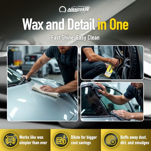 Nanoskin QUICK SHINE Quick Detail Spray 32 Oz. (2x16 Oz) - Car Wax Booster, High-Gloss Detailer, Smudge & Dust Remover, Clay Lubricant for Auto Detailing | For Paint, Glass, Chrome, Wheels, and Trim - size: 16 Fl Oz (Pack of 2)