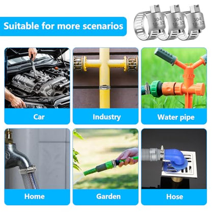 20 Pack Stainless Steel Hose Clamp Adjustable 7/8'' - 1-1/4'' (18-32mm) Worm Gear Hose Clamp,Our Hose Clamps Are Used For Home, Garden and Automotive Hose Connections - size: 20 pcs (7/8'' - 1-1/4'')