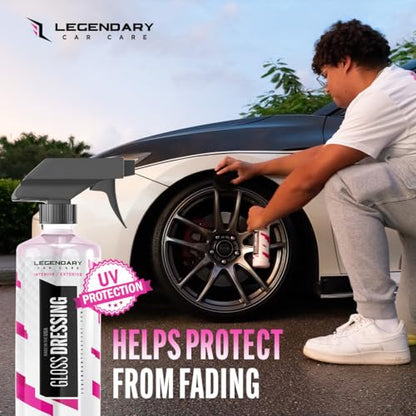 Legendary Gloss Dressing 16oz - Tire Shine Spray & Plastic Restorer - Water Based & Non-Greasy Interior/Exterior Detailing Spray - Trim, Rubber, Vinyl & Plastic Restorer for Cars (2Pack) - size: Gloss Dressing 16oz (2Pack)