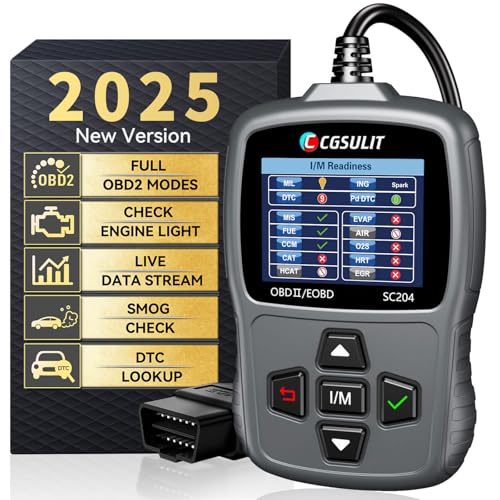 CGSULIT Scan Tool SC204 OBD2 Scanner, Check Engine Light Code Reader with Reset, One-Click I/M, Clear Error Code, DTC Lookup & More, Car Diagnostic Tool for All OBDII/EOBD Vehicles After 1996, Grey - color: SC204 Code Reader-Grey