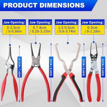DASBET 8-Piece Fuel Line Disconnect Tool Set, Automotive Fuel Line & Hose Clamp & Removal Pliers with Electrical Disconnect Pliers, Push Pin Tools, Relay Puller, Panel Clip Remover & Filter Caliper