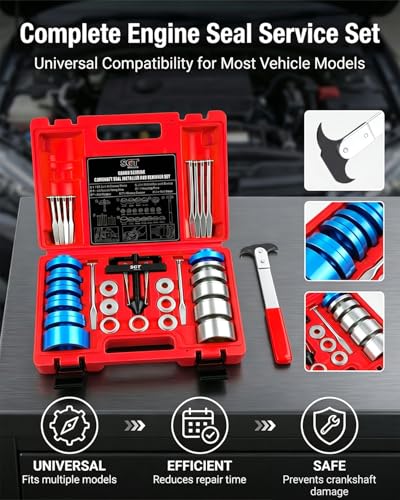 SGT 33pcs Crank Bearing Camshaft Seal Installer and Remover Set,Crank Bearing Camshaft Seal with Seal Puller,Crank Seal Installer kit for Automotive Engine Repair - color: RED