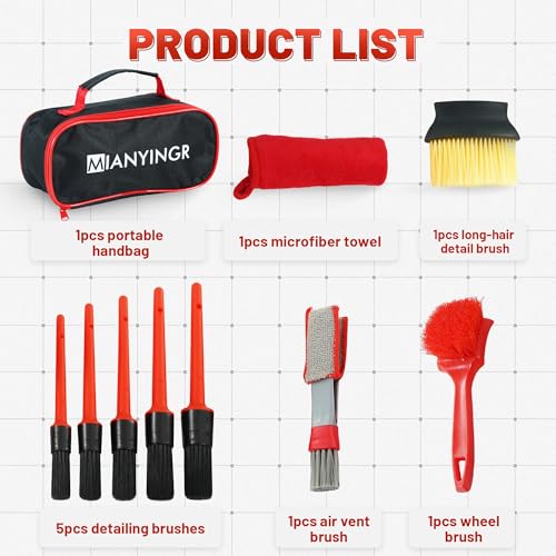 10Pcs Interior Detailing Brush Set | Car Vent & Dashboard Cleaner Kit, Microfiber Towel, Storage Bag - size: 10PCS