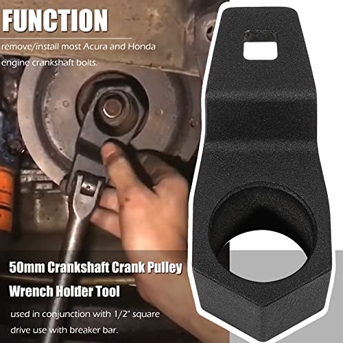 77080 Harmonic Balancer Socket Tool 19mm Fits for Honda Use with 1/2" drive & 50mm Crank Pulley Wrench Holder Crankshaft Pulley Removal Tool Fits for Honda Acura