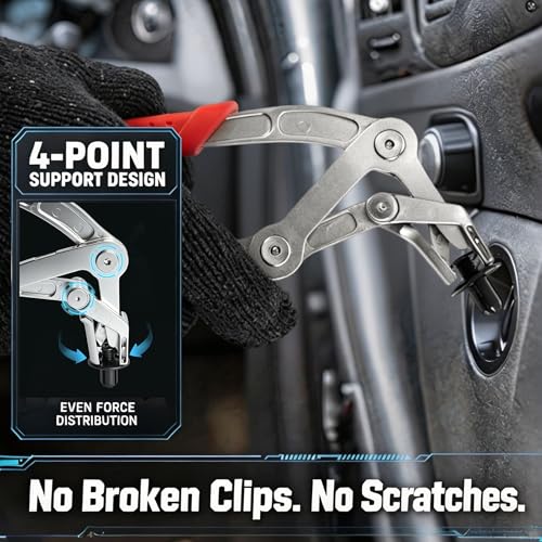 Car Clip Pliers with 100 Fasteners & Gloves, Professional Panel Clip Pliers for Door Panels, Push Pins & Plastic Fasteners, Heavy-Duty Damage-Free Trim Removal Kit