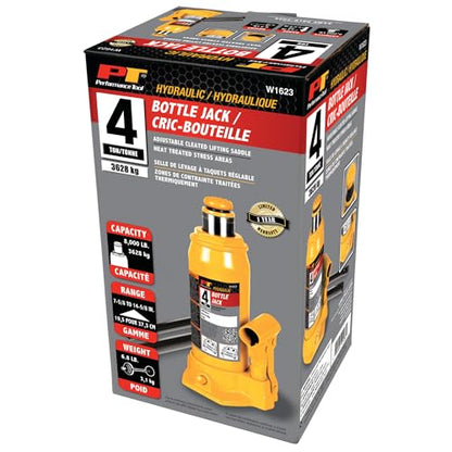 Performance Tool W1623 4-Ton (8,000 lbs.) Heavy Duty Hydraulic Bottle Jack - size: 4-Ton