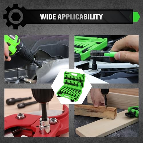 55-Piece Magnetic Nut Driver Set, Metric & SAE 1/4" Hex Shank, Impact Socket Adapters, Snappy Driver Bits, Drill Bit Extension, 14PCS Screwdriver Bit Set - style: Nut Driver Set